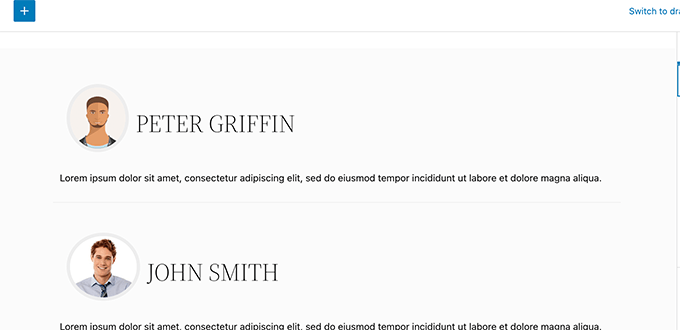 塊編輯器內的塊預覽