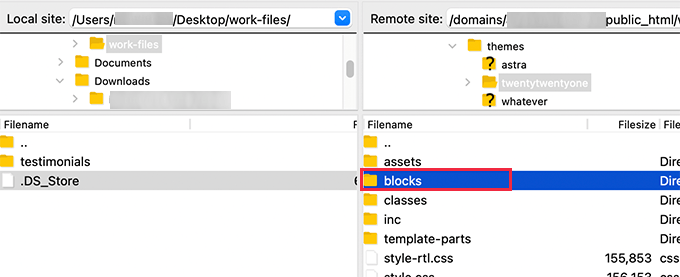 在您的WordPress主題文件夾中創建塊文件夾