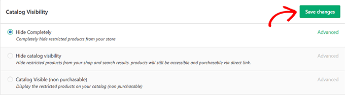 選擇目錄可見性選項