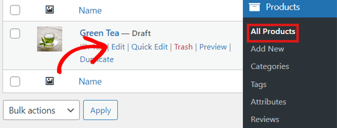 轉到WooCommerce產品,然后選擇編輯