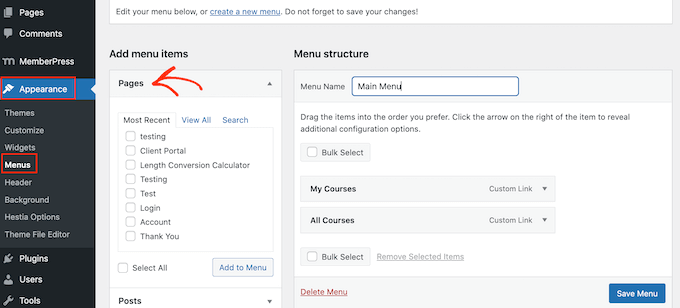 WordPress菜單編輯器