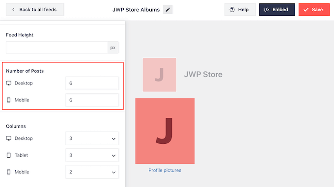 更改嵌入的 Facebook 相冊在移動設備上的顯示方式