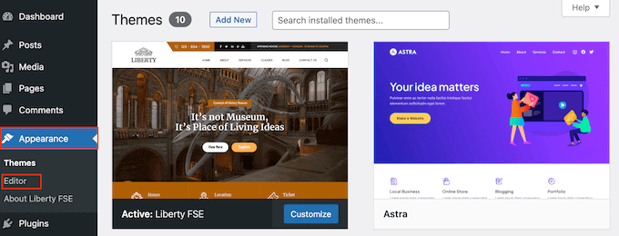 打開(kāi) WordPress 全站編輯器 (FSE)