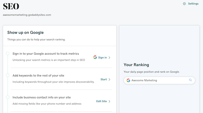 GoDaddy的搜索引擎優化工具