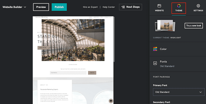 選擇新的 GoDaddy 主題