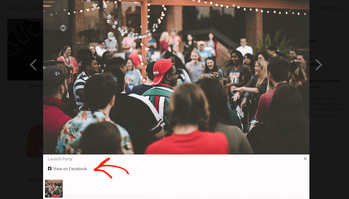 從燈箱訪問 Facebook 群組或頁面