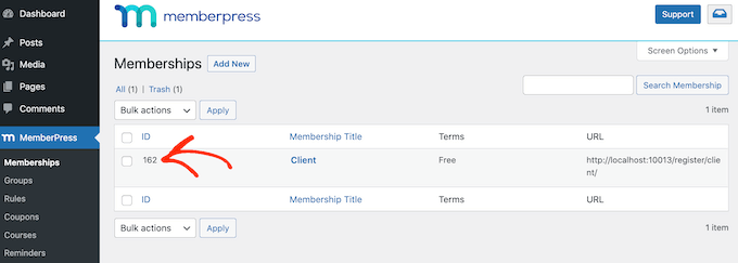 成員資格級別的 ID