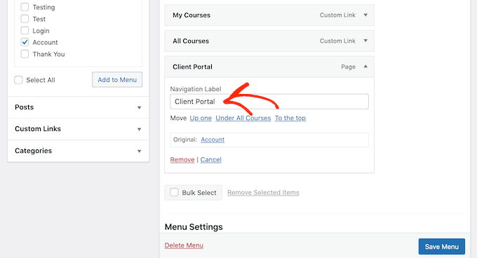 自定義客戶端門戶導航標簽
