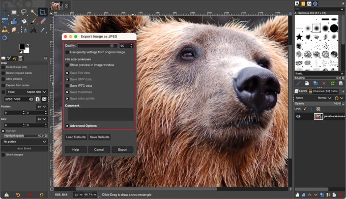 在 GIMP 中導出圖像
