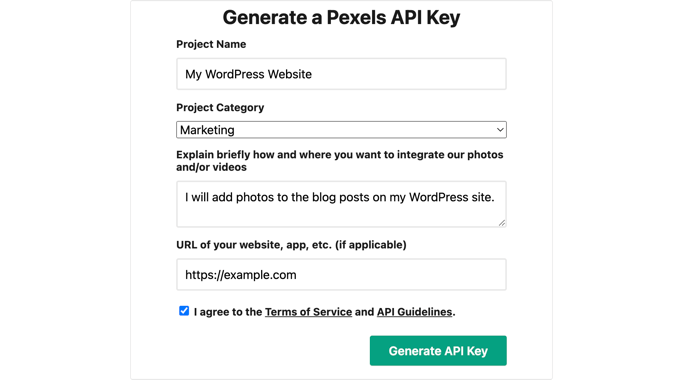 讓 Pexels 知道您計劃如何使用圖像