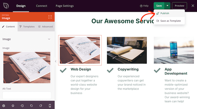將服務部分發布到您的WordPress網站