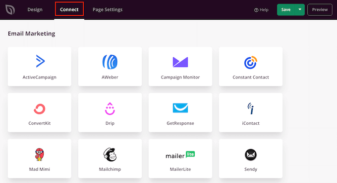 將電子郵件營銷服務連接到種子產品