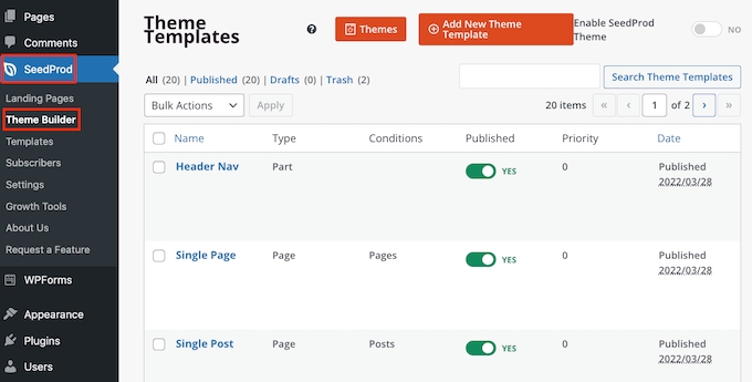 SeedProd 主題構建器