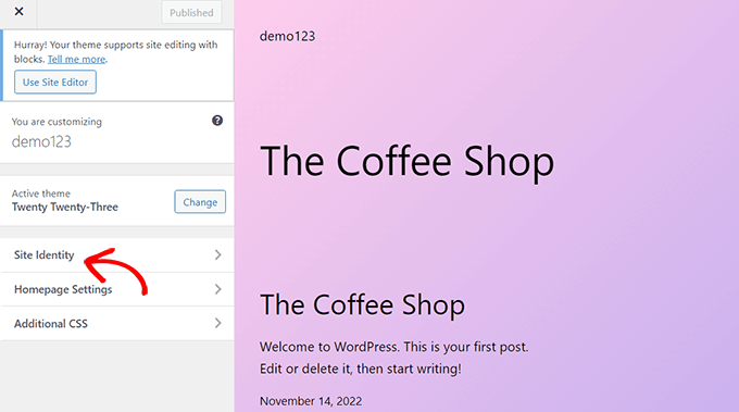 選擇“站點標識”選項卡