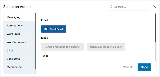 在 FunnelKit 自動化插件中選擇操作