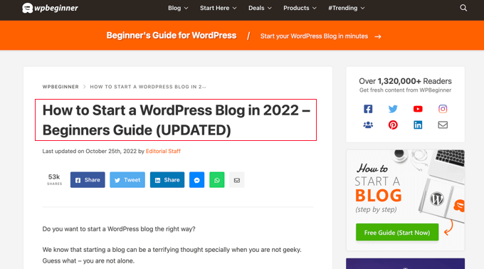 H1帖子標題示例