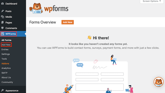 使用 WPForms 創建新窗體