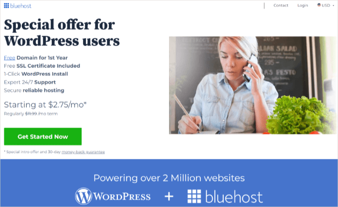 Bluehost 為 WPBeginner 讀者提供的優惠