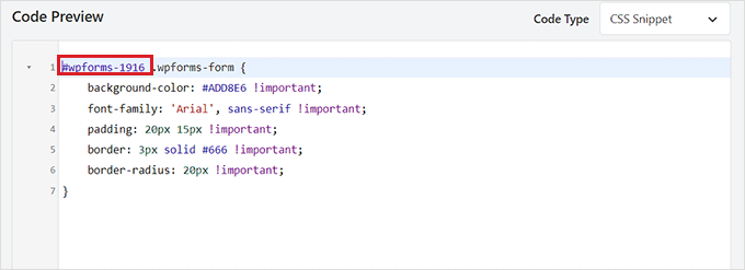 在代碼片段中添加表單 ID 號