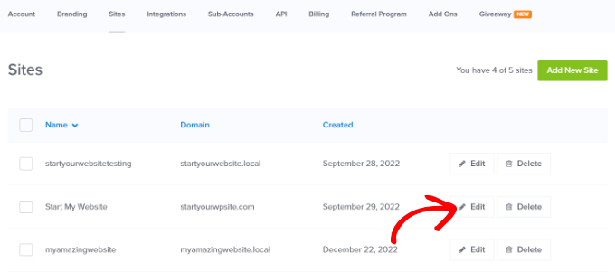 在 OptinMonster 中編輯您的網(wǎng)站設(shè)置