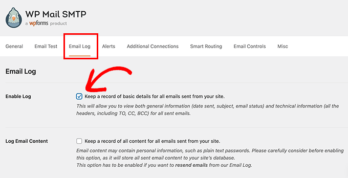 打開電子郵件日志