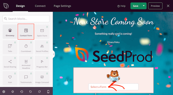 將聯(lián)系表單添加到維護頁面