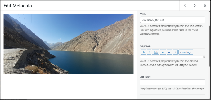 將元數據添加到圖庫圖像