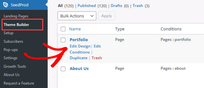“編輯作品集”頁面