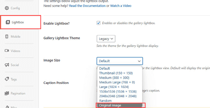 Envira Gallery 中的燈箱
