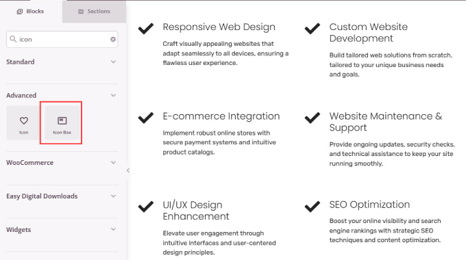 SeedProd 中的“服務”頁面