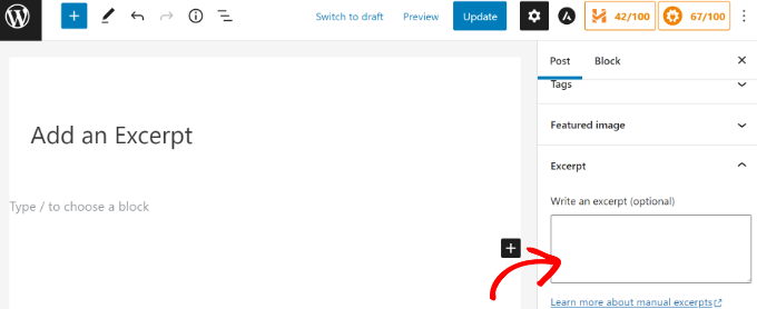 在WordPress中添加摘錄