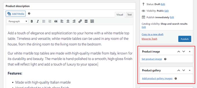 添加產品圖片和描述