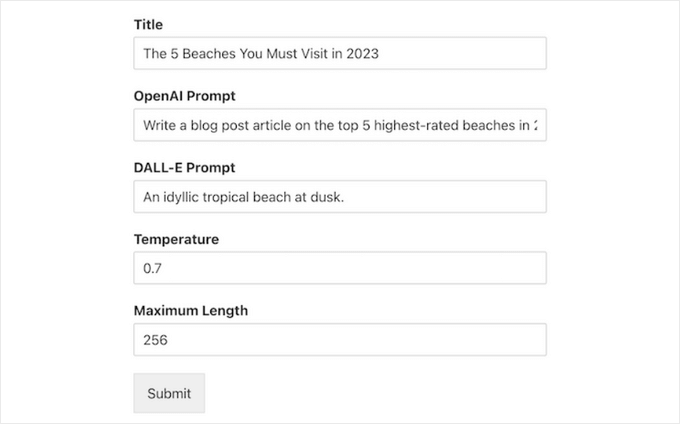 使用 Uncanny Automator 的提交表單發送 OpenAI 文本和圖像提示