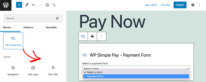 將WP Simple Pay塊添加到帖子或頁面