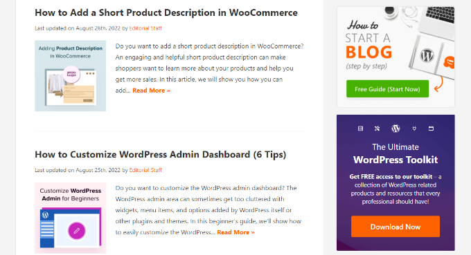 WPBeginner上的預覽摘要