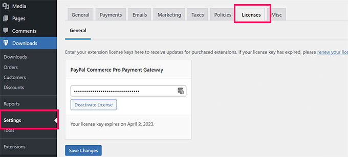 Easy Digital Downloads 許可證