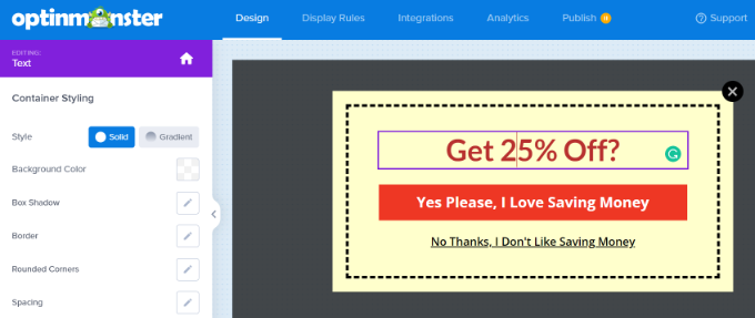 編輯模板中元素的文本和顏色