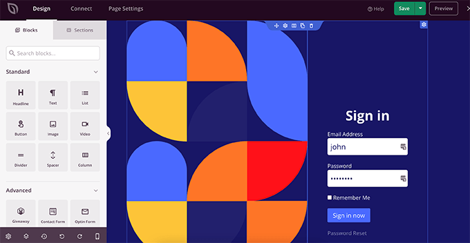 在 SeedProd 中編輯登錄頁面