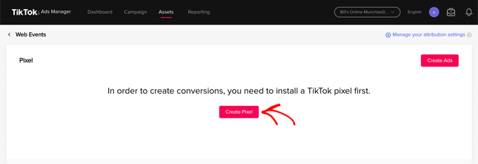 單擊“創建像素”按鈕