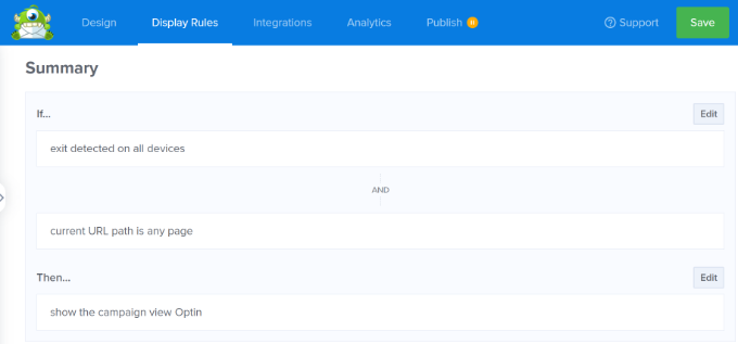 查看顯示規(guī)則的摘要