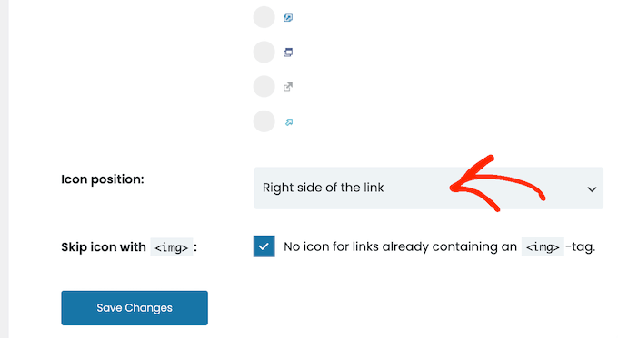 更改外部 URL 圖標的位置