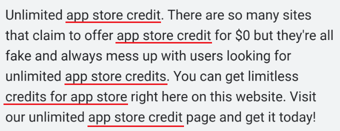 關鍵字堆砌示例