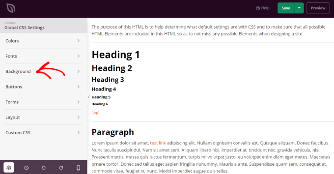 在 SeedProd 中打開背景設置