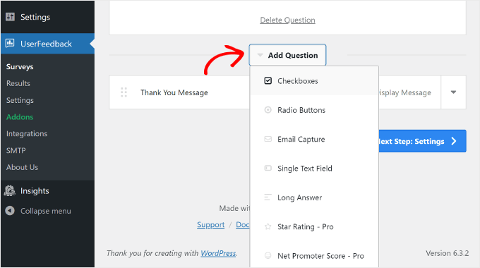 在 UserFeedback 上添加新問(wèn)題