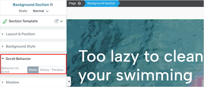 在 Thrive Architect 中調整視頻背景的滾動行為
