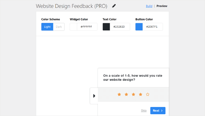 UserFeedback 調(diào)查小部件編輯器
