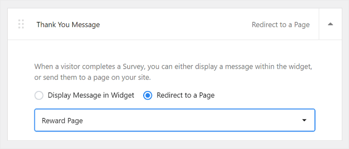 在用戶(hù)完成 UserFeedback 調(diào)查后將用戶(hù)重定向到感謝頁(yè)面