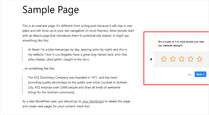 UserFeedback 小組件示例