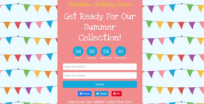 候補名單登陸頁面預覽