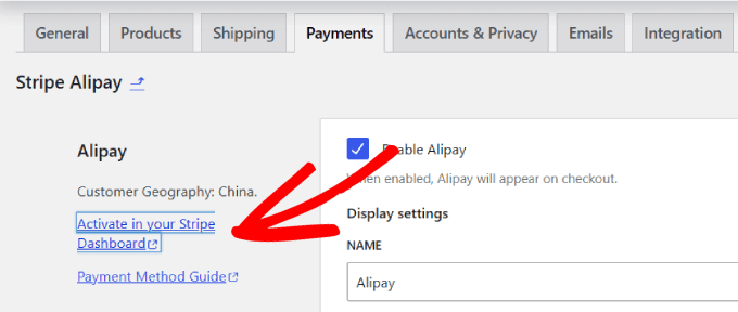 在 Stripe 管理平臺中激活
